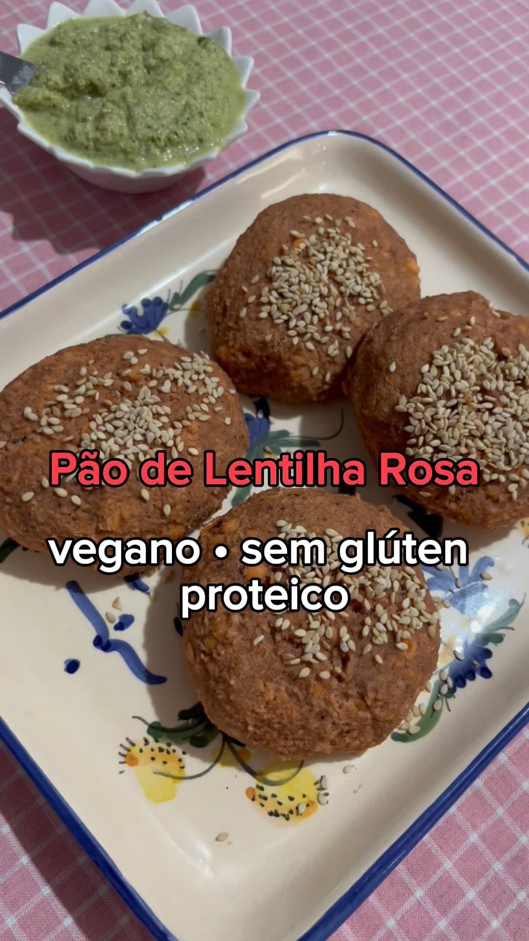 Pão de Lentilha Rosa Vegano 🌱